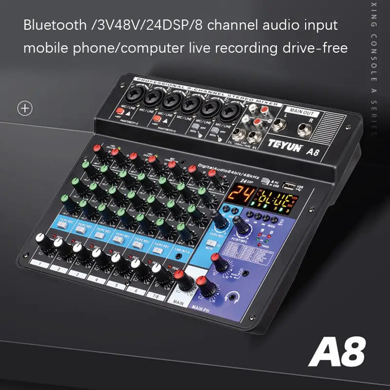 Professional 8-6-4 channel digital mixer sound card microphone mobile phone live broadcast computer recording DJ audio equipment