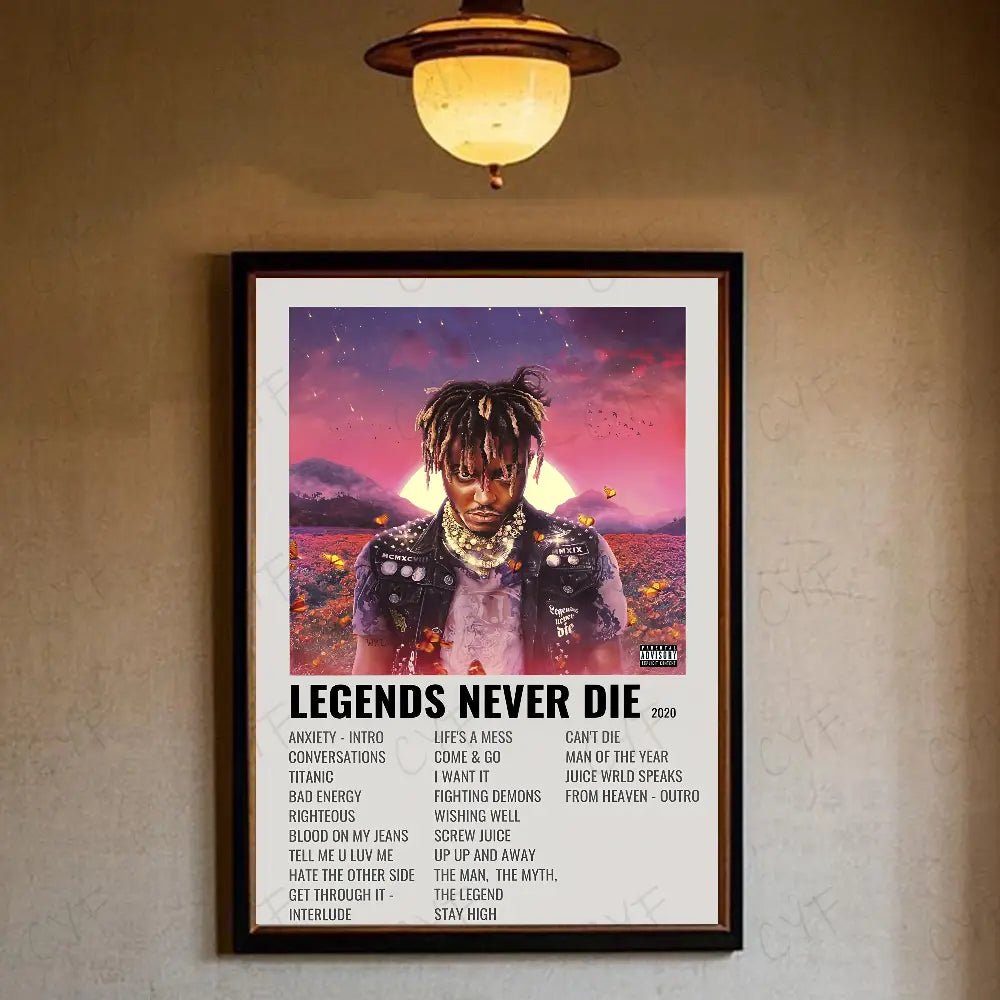 1PC Hip Hop Rapper J-Juice W-Wrld Music Poster Waterproof Wall Art Movie Posters For Bar Living Bedroom Retro Room Decor Gift
