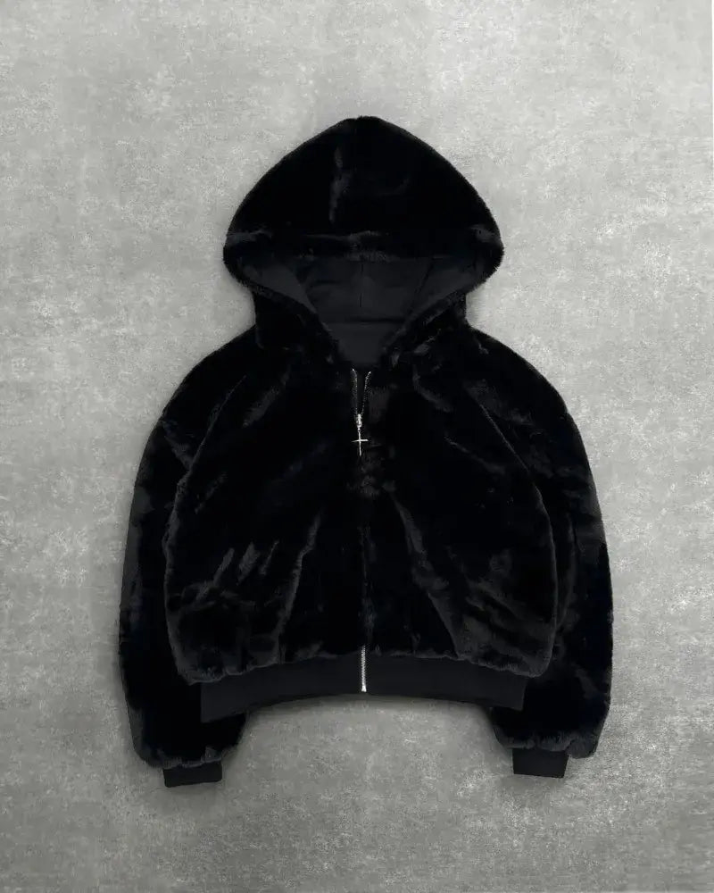 Hip-hop New Two-sided Clothing Harajuku Retro Leopard Print Fashionable Loose Zipper Hoodie Men Street Casual Sweatshirt Women