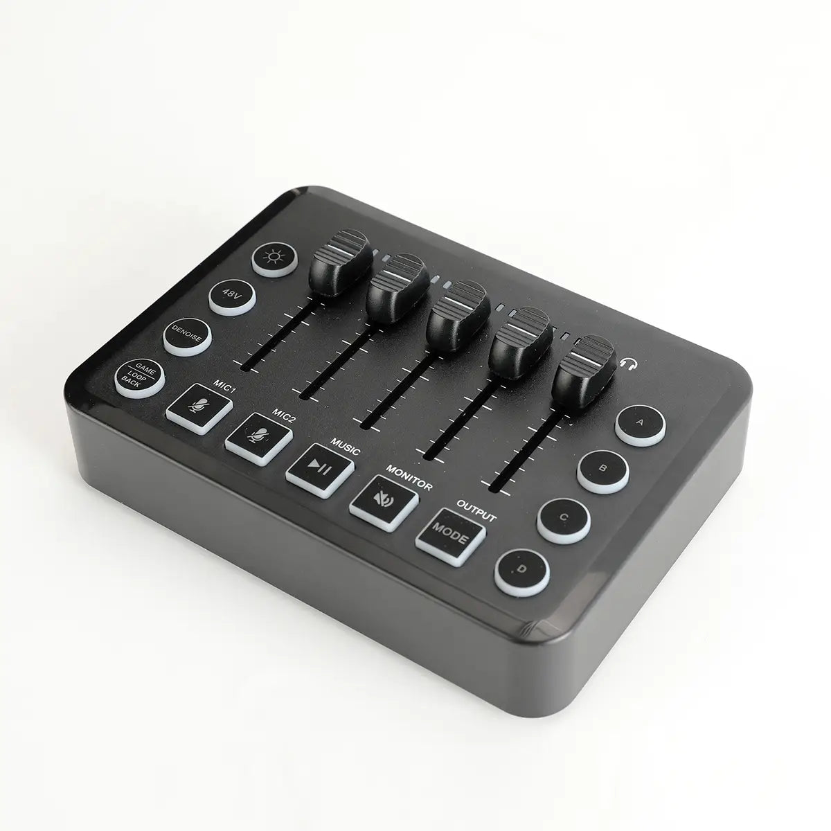 Gaming Audio Mixer,Rechargeable Audio Interface RGB Mixer with XLR Microphone Interface,48V Phantom Power,for Podcast/Recording