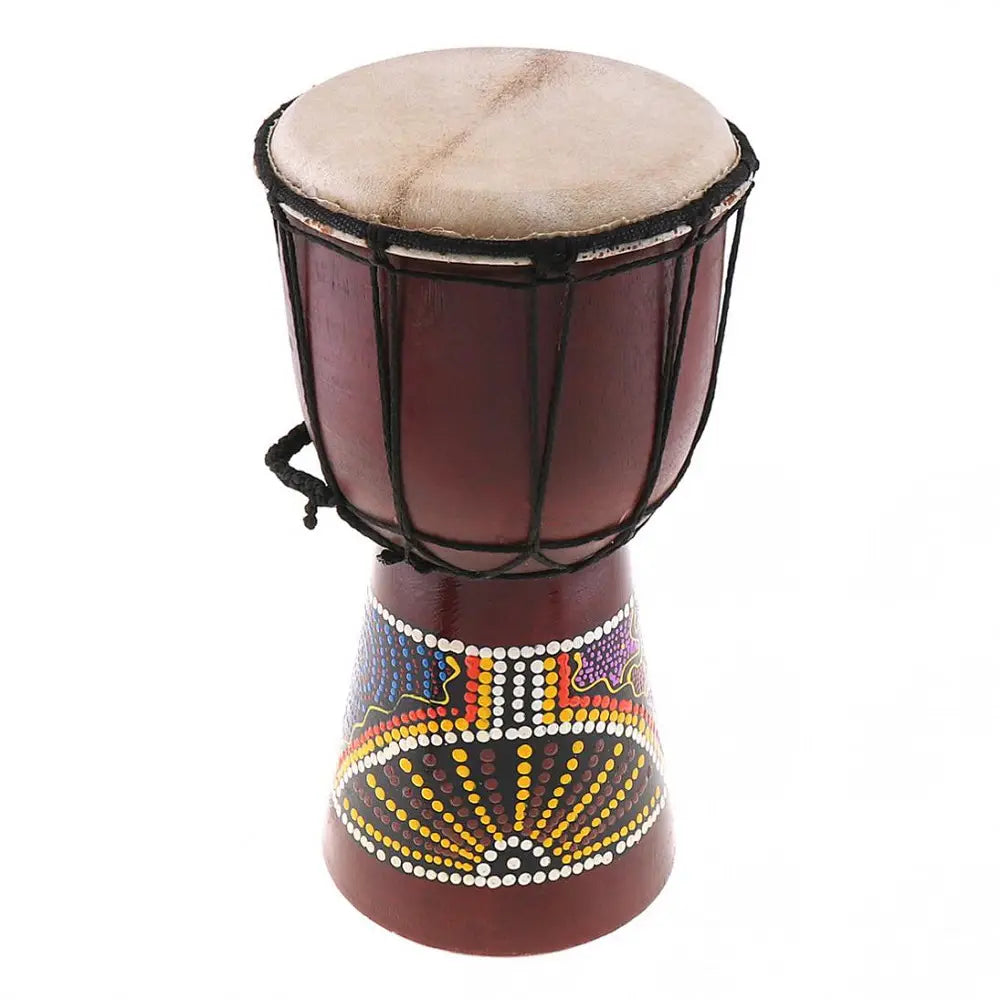 6in African Djembe Drum Hand-Carved Solid-Wood Goat-Skin Traditional African Musical Instrument