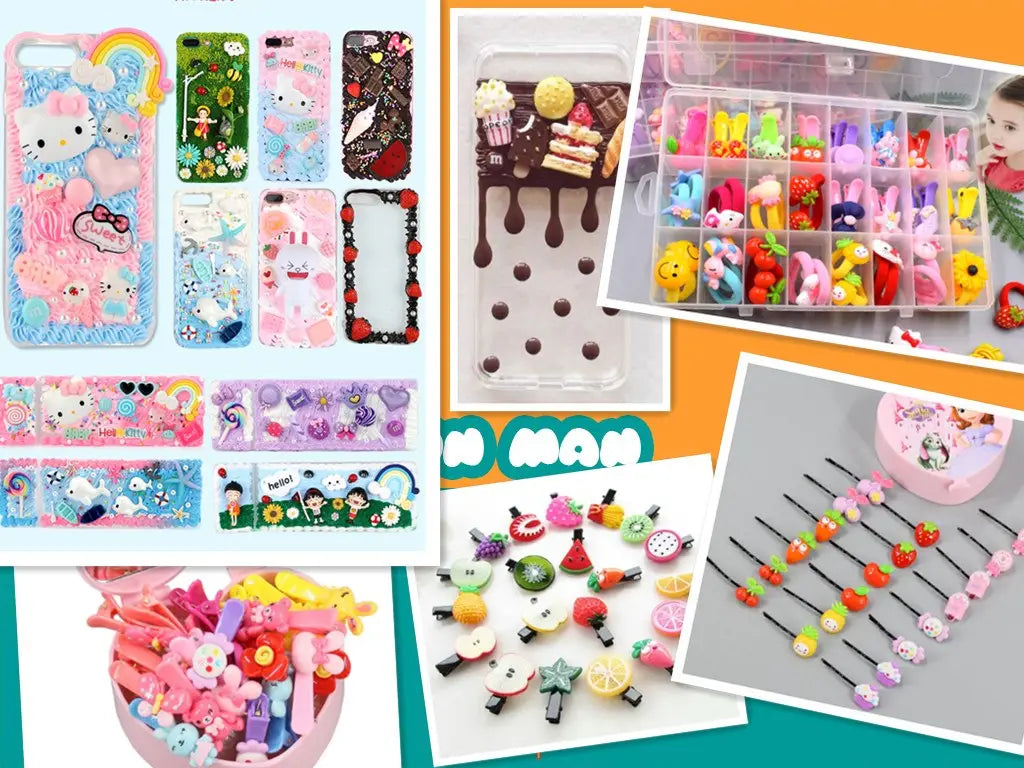 5pcs Cartoon Resin Game Controller Music Phone Resin Cabochon Phone Case Deco Parts Character DIY Hair Bows Accessories