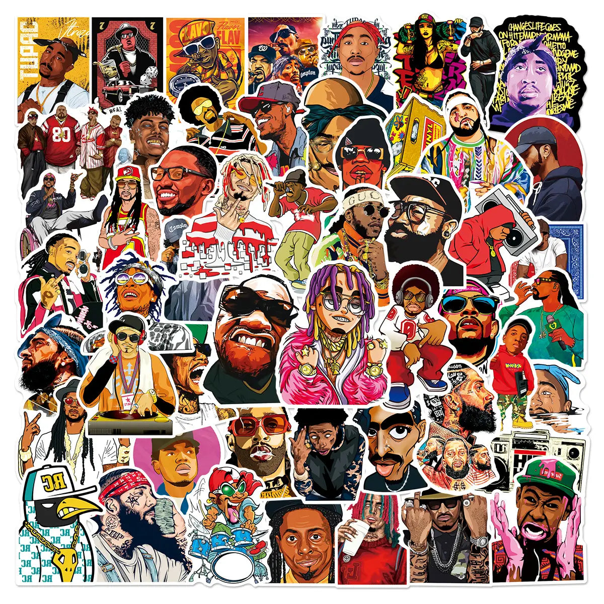 50Pcs Cool DJ Rap Stickers Hip Hop Rapper For DIY Scrapbooking Phone Luggage Skateboard Waterproof Decals