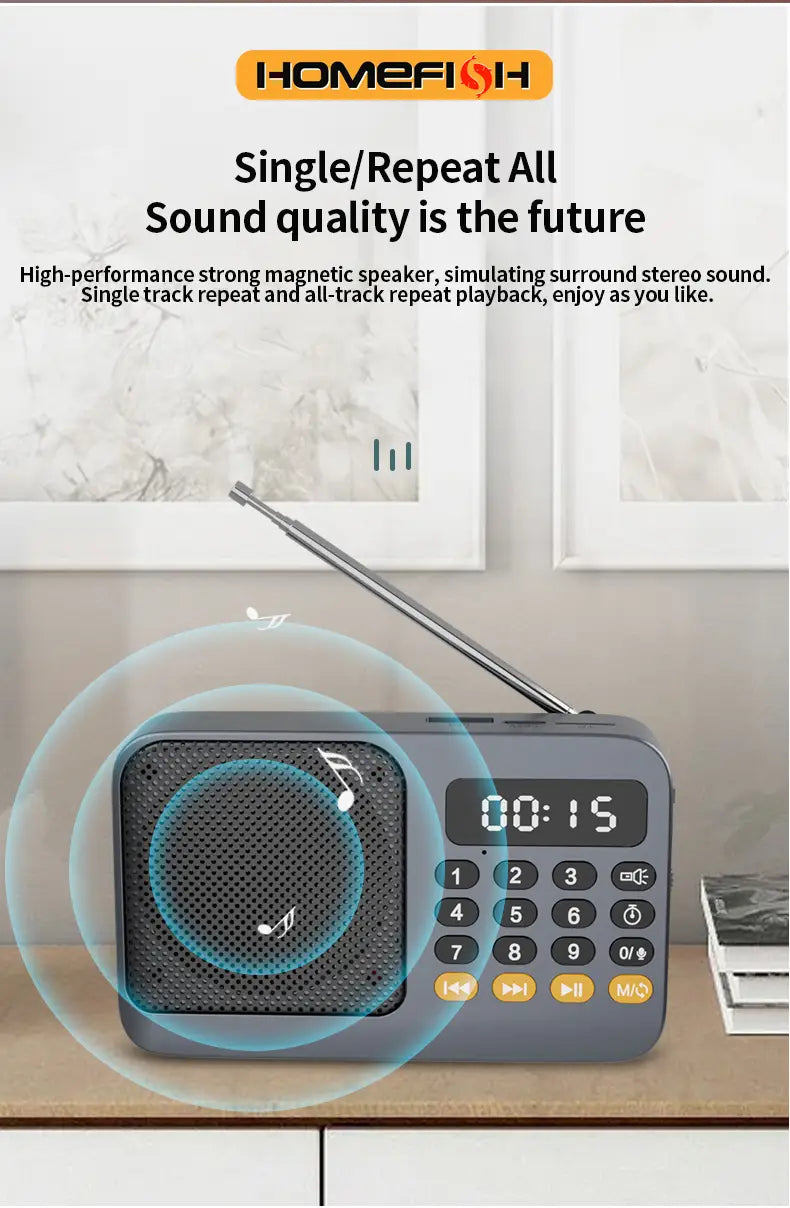 Handheld Rechargeable Digital FM USB TF MP3 Player Portable Radio Music Player Speaker Devices Supplies With LED Display Radio