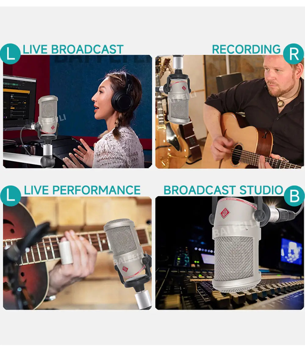 BAIFEILI BCM104 Professional Desktop Studio Condenser Microphone XLR Premium Shock Mount Design for High-Fidelity Recording
