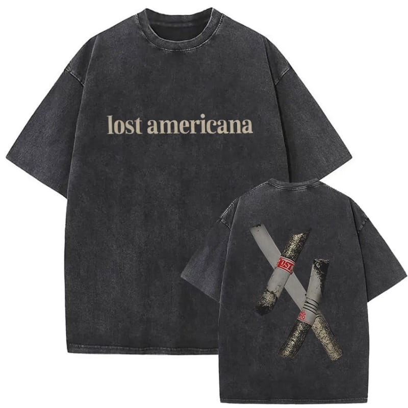 Rapper MGK Lost Americana Tour 2026 T-shirts Machine Gun Kelly Vintage Washed Graphic T Shirt Man’s Hip Hop Short Sleeve T-shirt