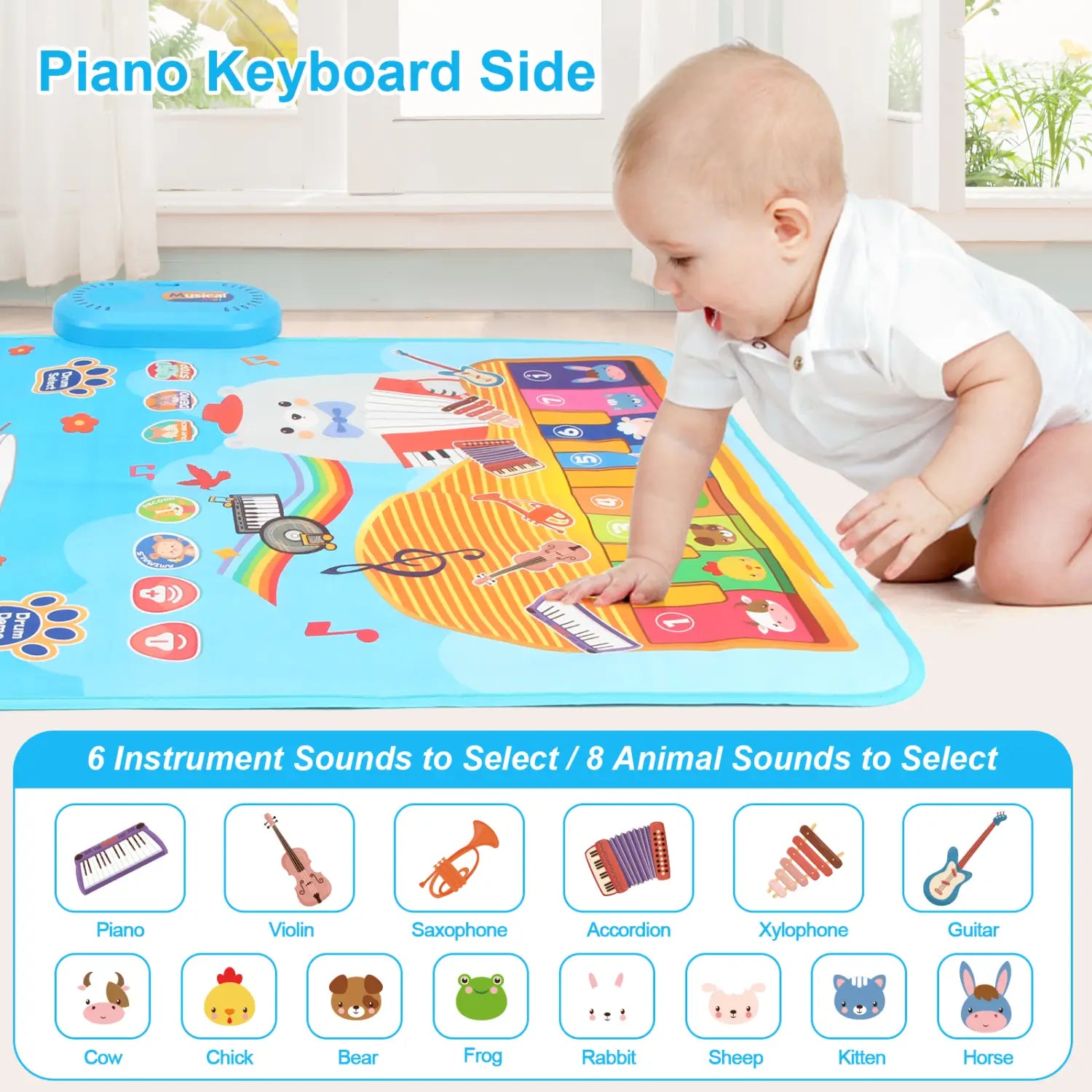 80x50cm Toddler Musical Piano Mat For Children Educational Toys Floor Keyboard Drum Toys Dance Mat With Instruments Sounds Toys