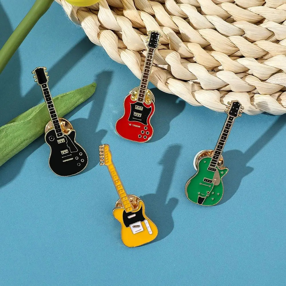 Clothing Accessories Rock Band Guitar Brooch Funny Cartoon Guitar Lapel Badge Metal Guitar Enamel Pins Denim Shirt