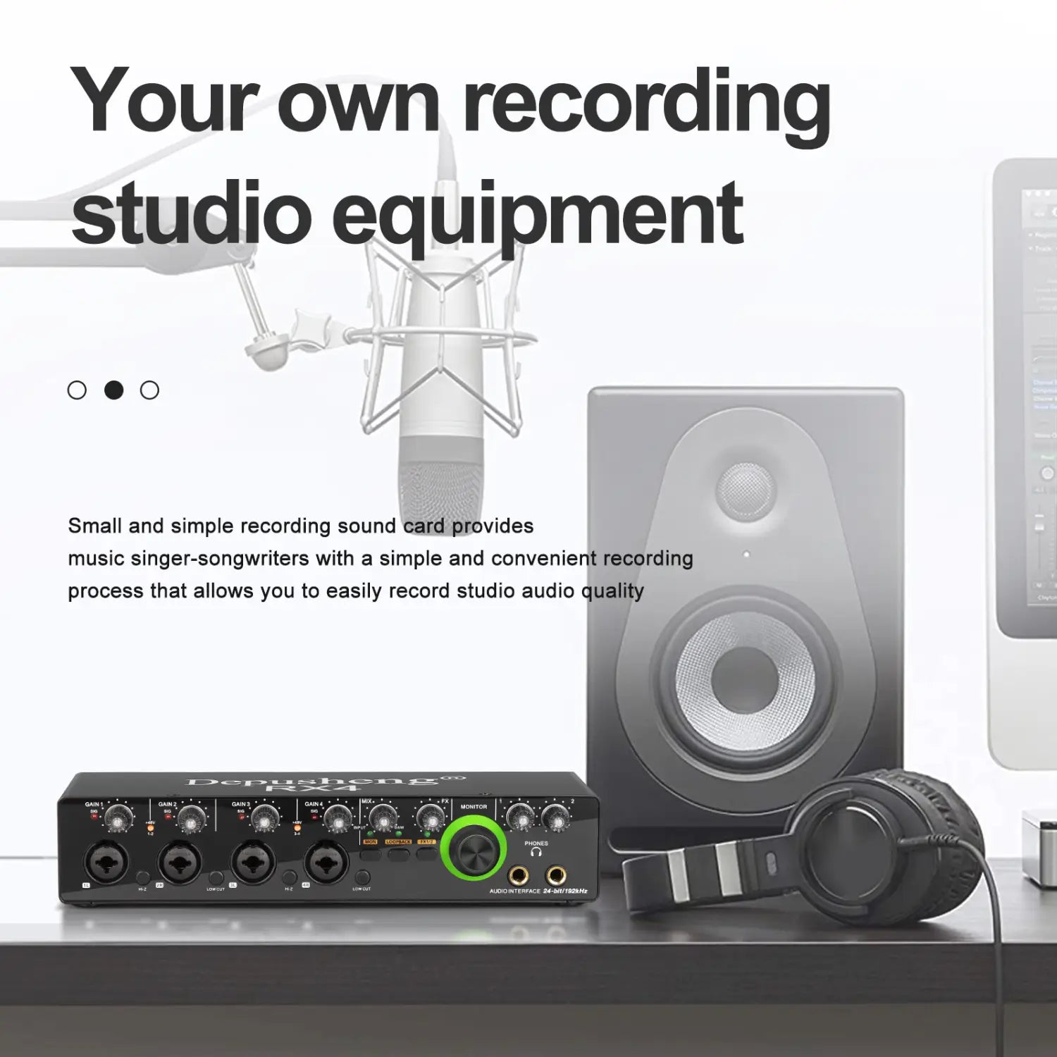 Newest 4 Channel Audio Sound Card 4 in 2 out Interface Audio For Podcast Recording Music Studio Instrument Live Singing