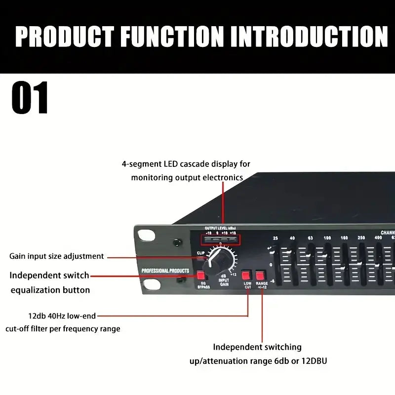EQ215 Professional Sound Equalizer: Boost Your Audio with US Plug and Precision Tuning - Ideal for Studios and Live Performances
