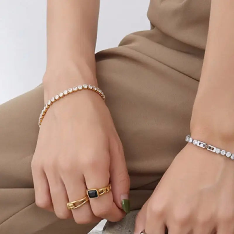 New 925 Sterling Silver Hip Hop Fashion Women’s Tennis Bracelet Rose Gold Shining Cubic zirconia Bracelet Wedding Jewelry Gift