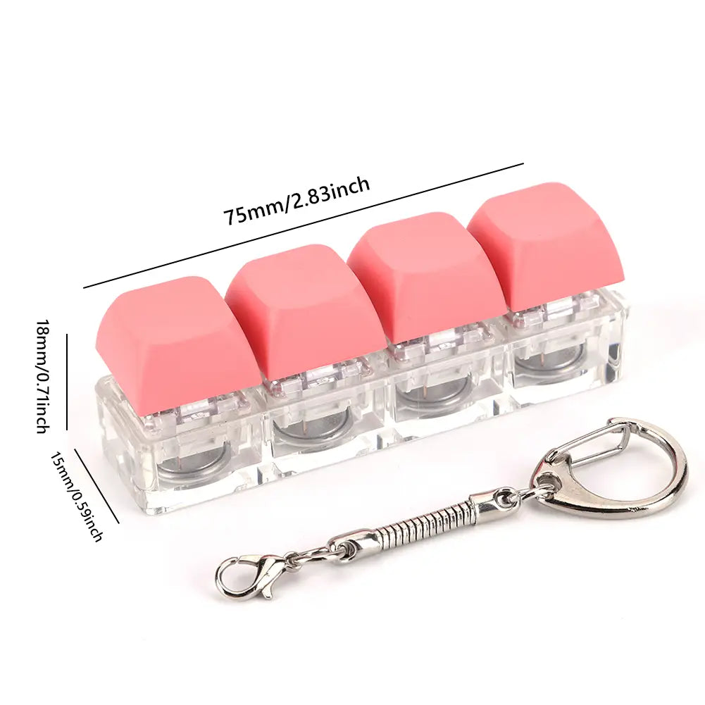 4 Keys Button Keycap Fidget Keychain Keyboard Key Toy Keyboard Clicker Toy Keyboard Cube Toy for Adult Gifts To Relief Pass Time