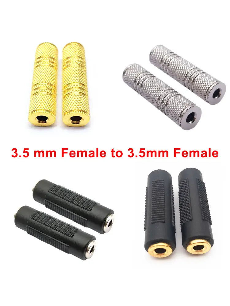 2PCS 3.5mm Jack Coupler Gold Plated 3.5 mm Female to 3.5mm Female Jack plug audio Stereo Coupler Socket Adapter connectors