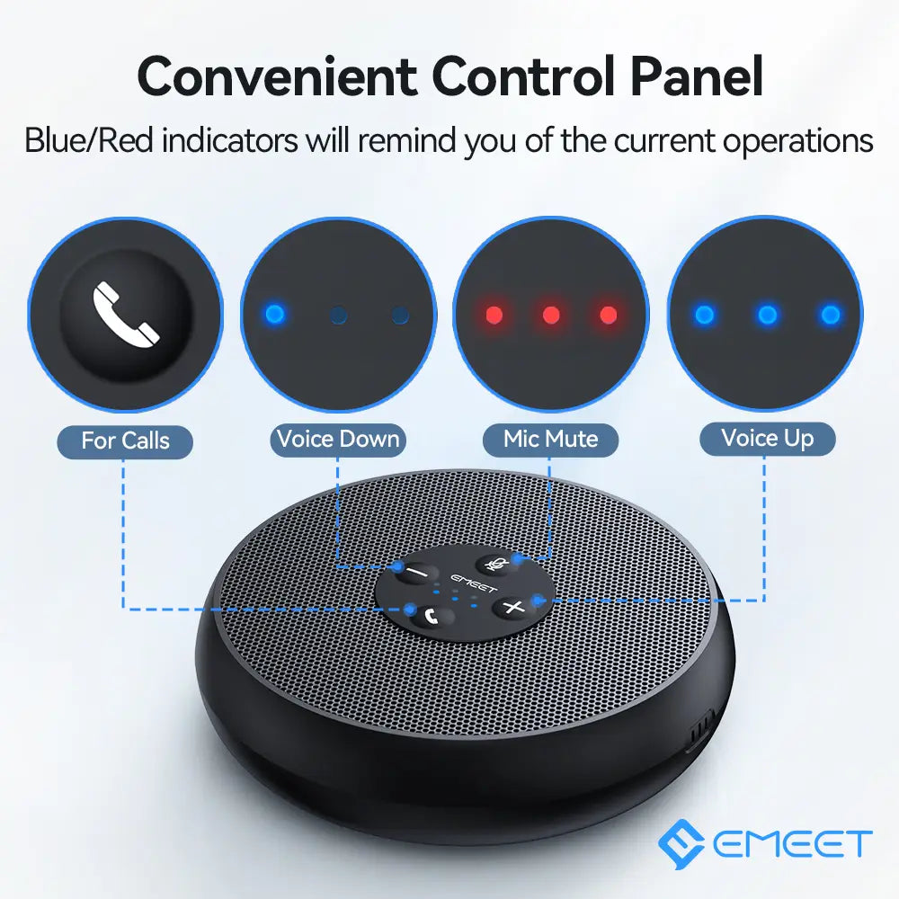EMEET USB Wired Speakerphone Conference Speaker With 2 Mics 360° Voice Pickup Meeting Microphone for Zoom/WebEx/Microsoft Teams