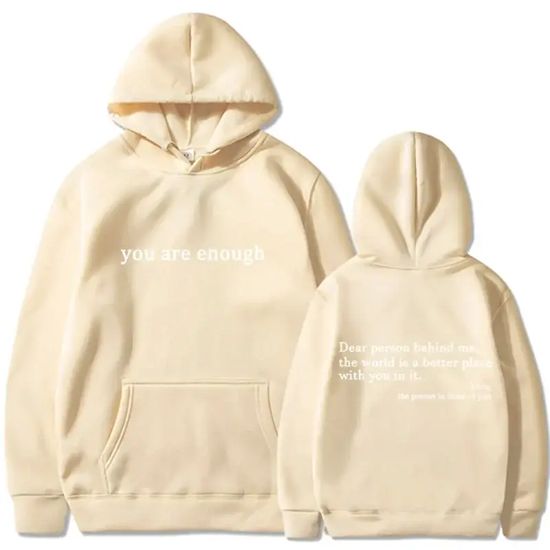 2025 Trendy You are enough Hoodie Men’s and Women’s Pullover Retro Hoodie Street Hip Hop Unisex Hot Selling Women’s Hoodie Top
