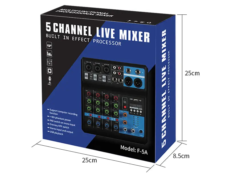 5 - Way Computer Recording Free Drive Sound Card Mixing Console Mixer Audio Professional Pro Audio Equipment Interface Processor