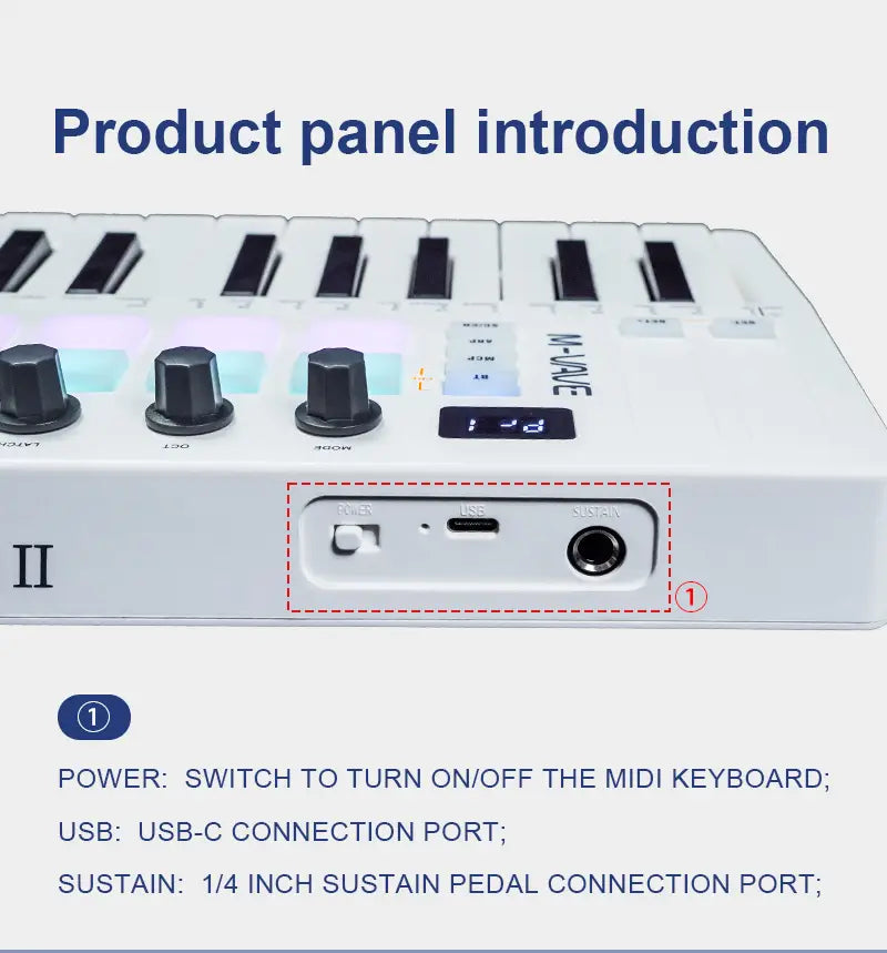 M-VAVE SMK-25 II MIDI Pad Controller Keyboard USB Mini 25 Key,16 RGB Drum Pads,8 Knobs and Music Production,Software Included