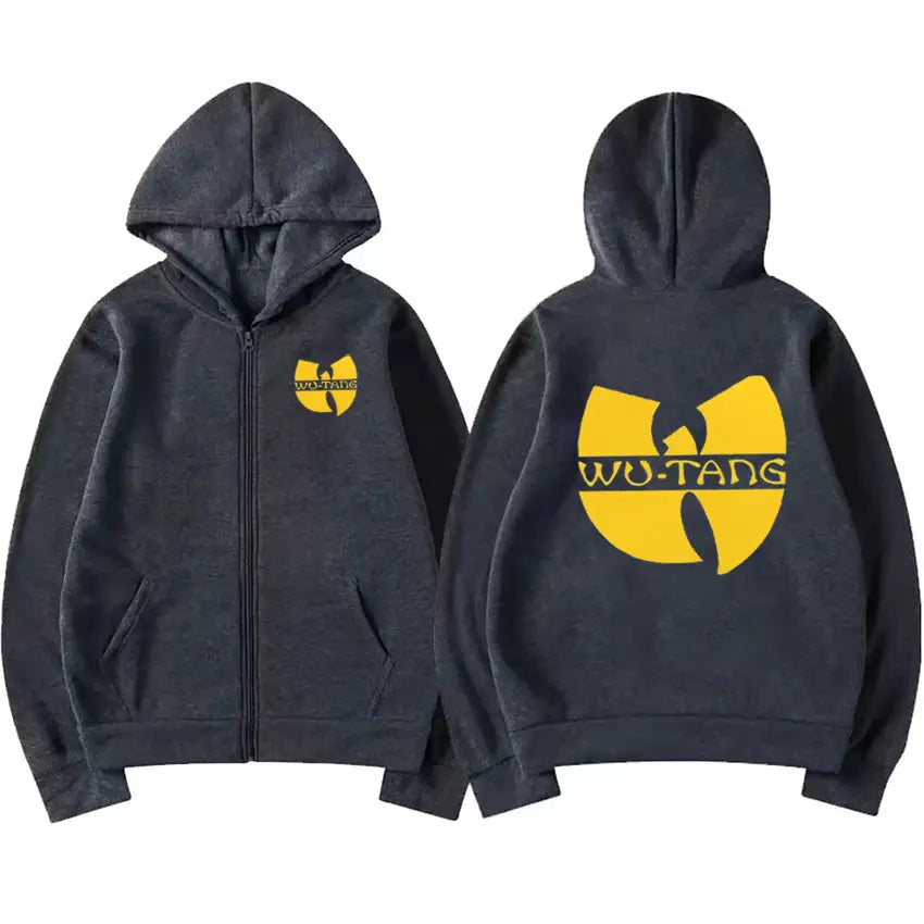 Hip Hop Années 90 Wu Clan T-tangs Graphics Hoodie Men Women’s punk Zip Up Jacket Long sleeve Fleece gothic Coat Loose streetwear