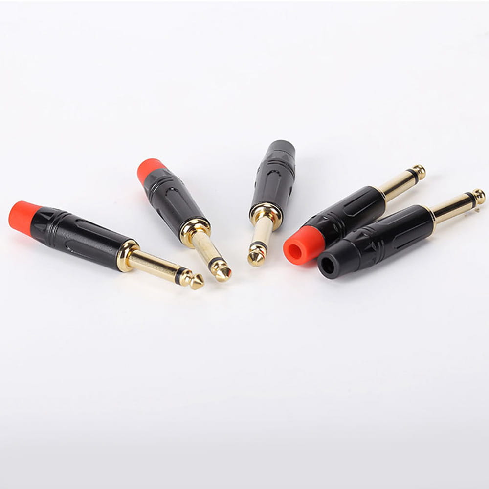 Musical Sound 6.35mm Audio 1/4’’ TS Plug 4 Pieces /Lot Mono Male Solder Jack Connector for Speaker/Guitar/Microphone Cables