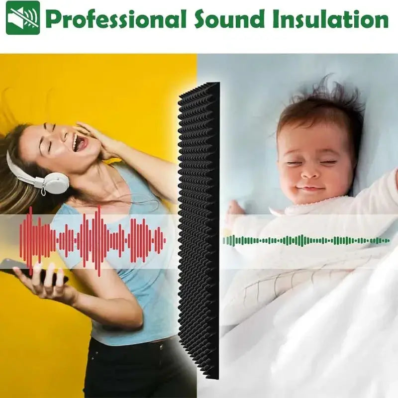 12PCS Self-Adhesive Soundproof Wall Panels Acoustic Foam Tiles Noise Reduction Home Studio Bedroom Sound Deadening Stick