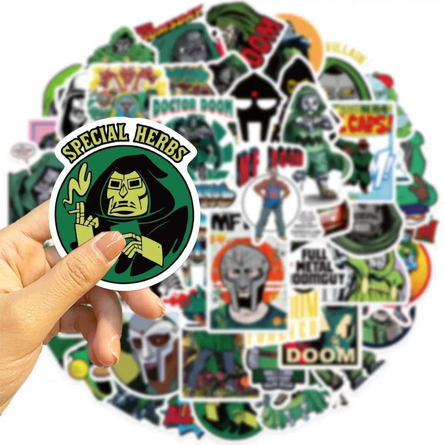 50PCS Hip Hop Rapper Mf Doom Stickers Singer Graffiti DIY Skateboard Phone Luggage Laptop Guitar Toys Decals Sticker For Fan
