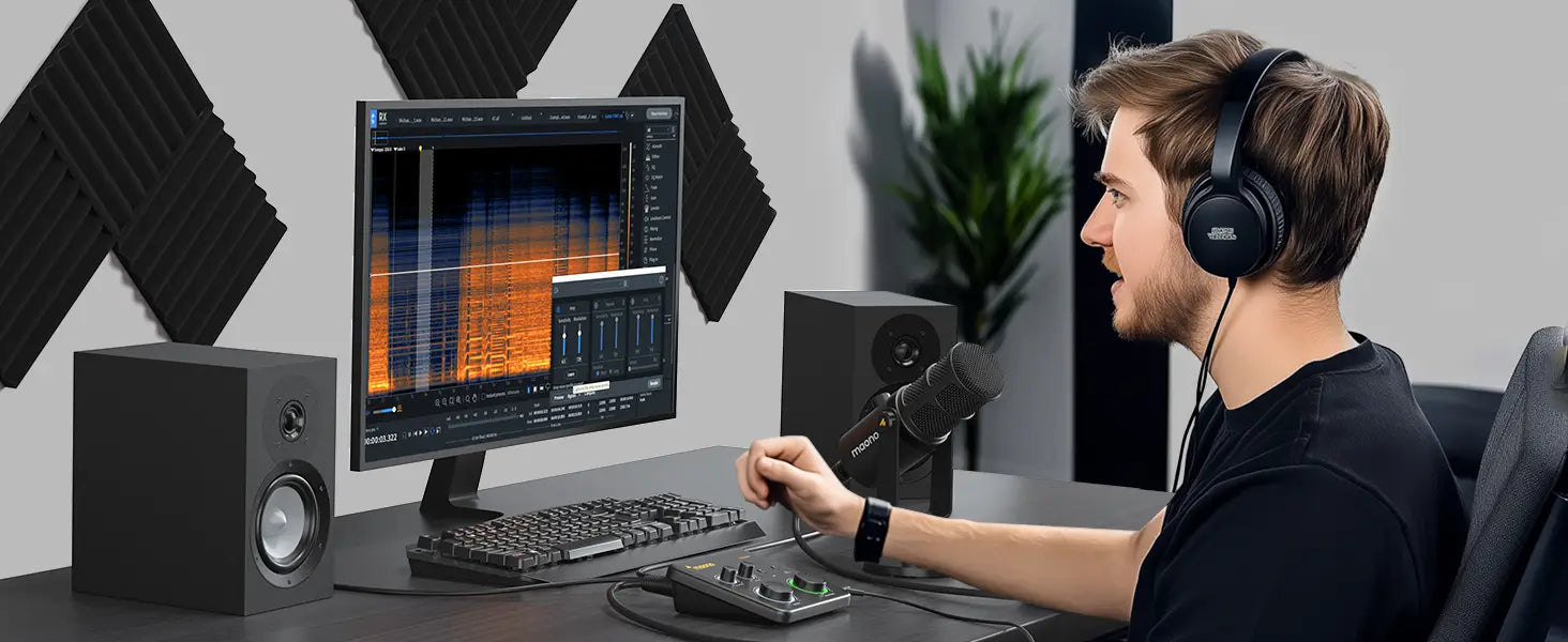 MAONO PS22 Lite USB Audio Interface for PC XLR Input 24-bit/192kHz Routing Software Loopback ASIO for Recording Music Guitar DAW