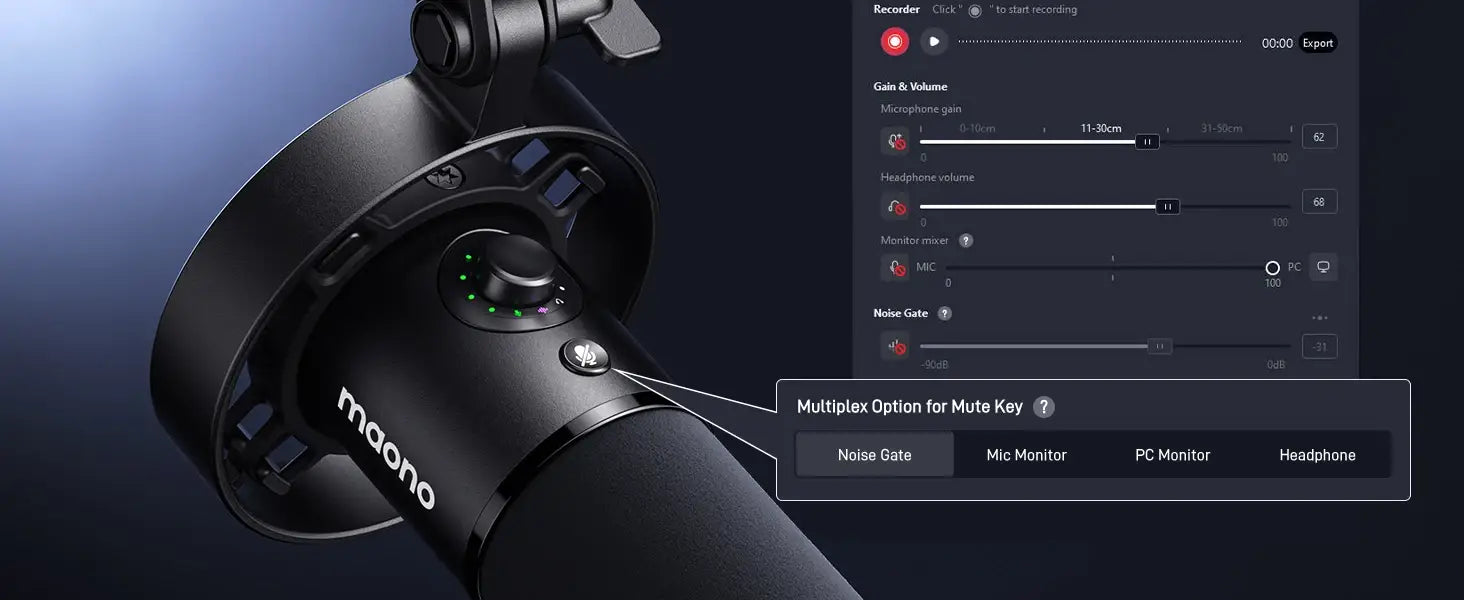 Maono PD300X Dynamic Microphone XLR USB Podcast Recording Mic 192kHz24bit For Content Creation Home Audio Studio Noise Reduction