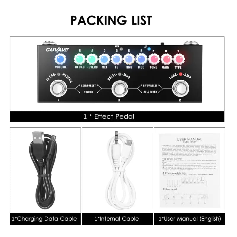CUVAVE CUBE BABY Multifunctional Electric Guitar Combined Effect Pedal with Wireless Music Playback Phone Recording Audio