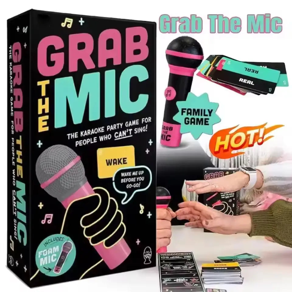 Exciting Grab The Mic The Family Karaoke Game 2-10Players Board Game for Bad Singers 125Lyric Cards Singer Game for Family Party