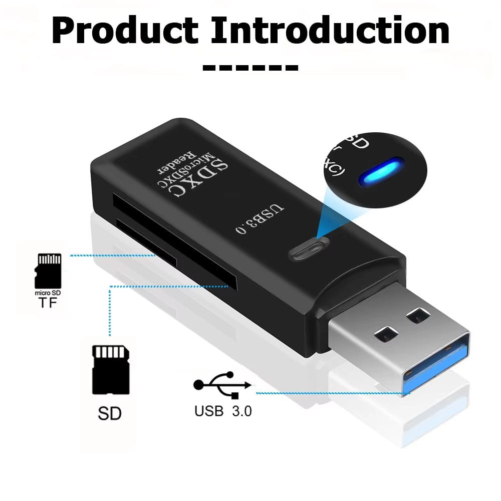 Multi Functional 2-in-1 High-speed USB 3.0/2.0 Card Reader Supports TF + SD Computer Tablet Camera Laptop Car Mounted Accessories