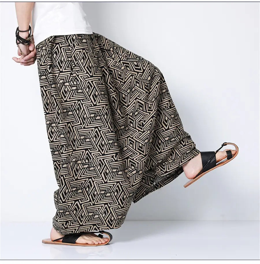 Hip Hop Trend Men Harem Pants Casual Loose Streetwear Retro Printed Joggers Wide Leg Pants Men’s Sweatpants Trousers Oversize