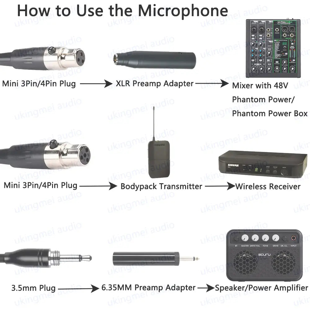 Professional Musical Instrument Condenser Gooseneck Microphone System For Guitar Saxophone Violin Piano Cello Bass Clarinet