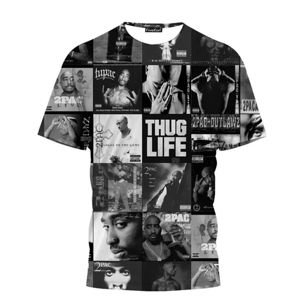 New T-Shirt Harajuku Men T-Shirt Fashion 2pac Graphic T Shirts Hip Hop Men’s T-Shirts Summer Tops T-Shirts Man Designer Clothes