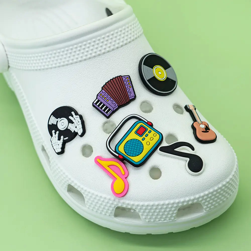 1/20pcs Musical Instruments Pins for Men Women Kids Piano Guitar CD Shoe Charms Shoe Accessories Decorations Buckles Ornament