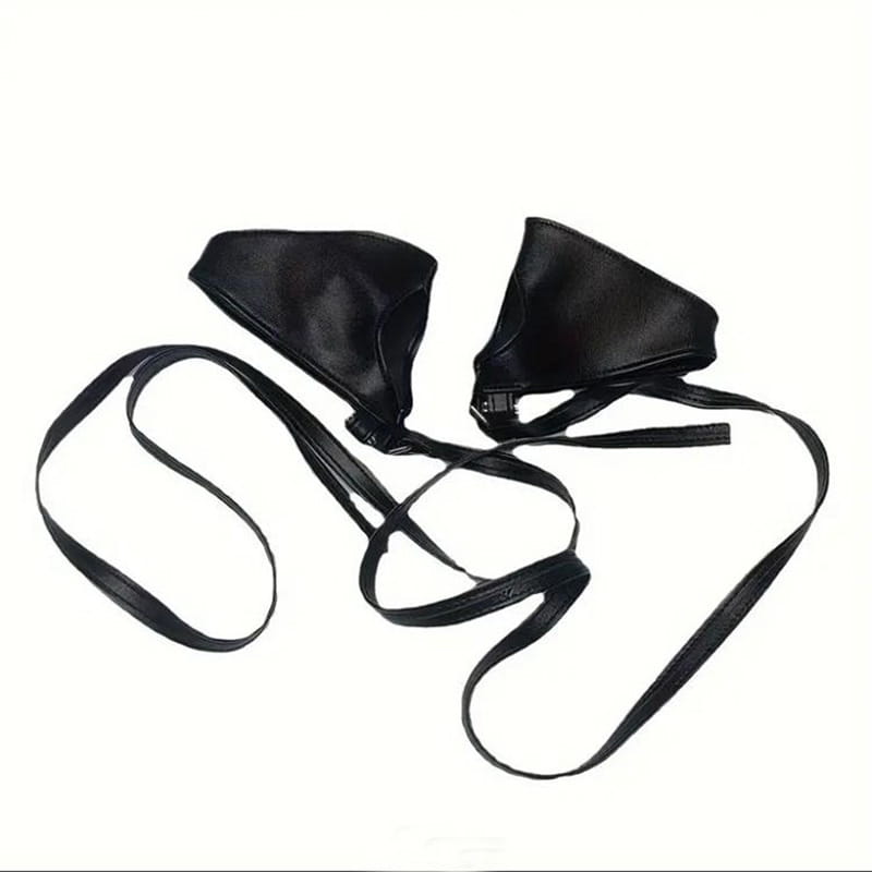 Women Sexy Black Half-Finger Gothic Punk Style Strap Leather Gloves Fingerless Hip-Hop Cosplay Stage Perfermence Accessories