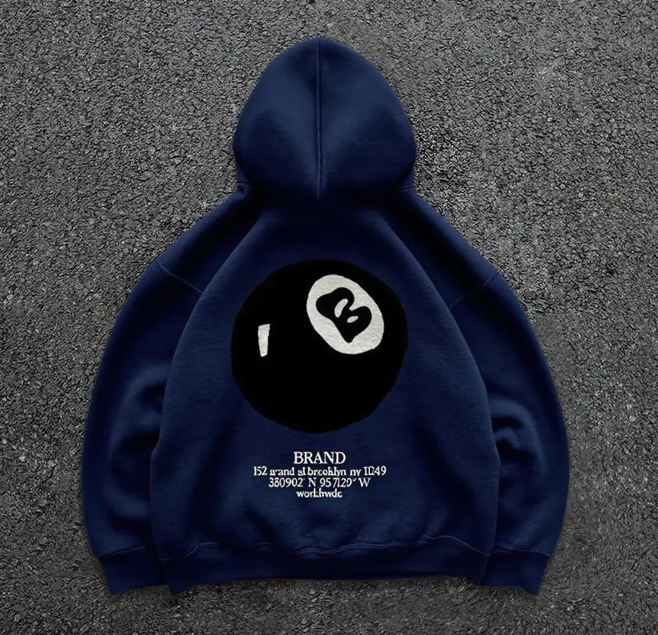 Retro 8-ball pattern hooded men’s streetwear,oversized pullover casual and fashionable sportswear daily wear and hip-hop style