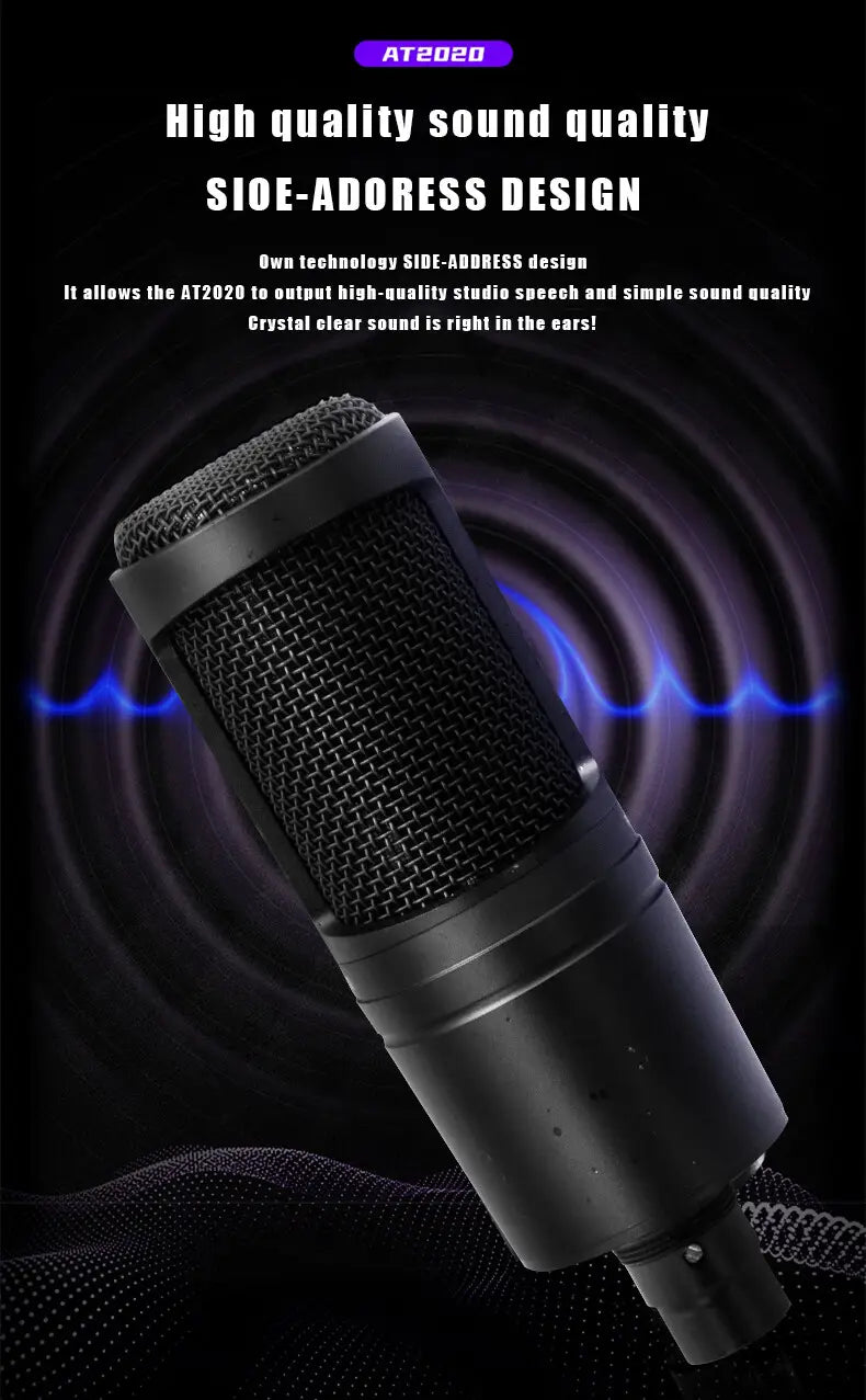 AT2020 Studio Condenser Mic - Cardioid XLR/USB Professional Microphone for Recording Podcast Live Stream Karaoke