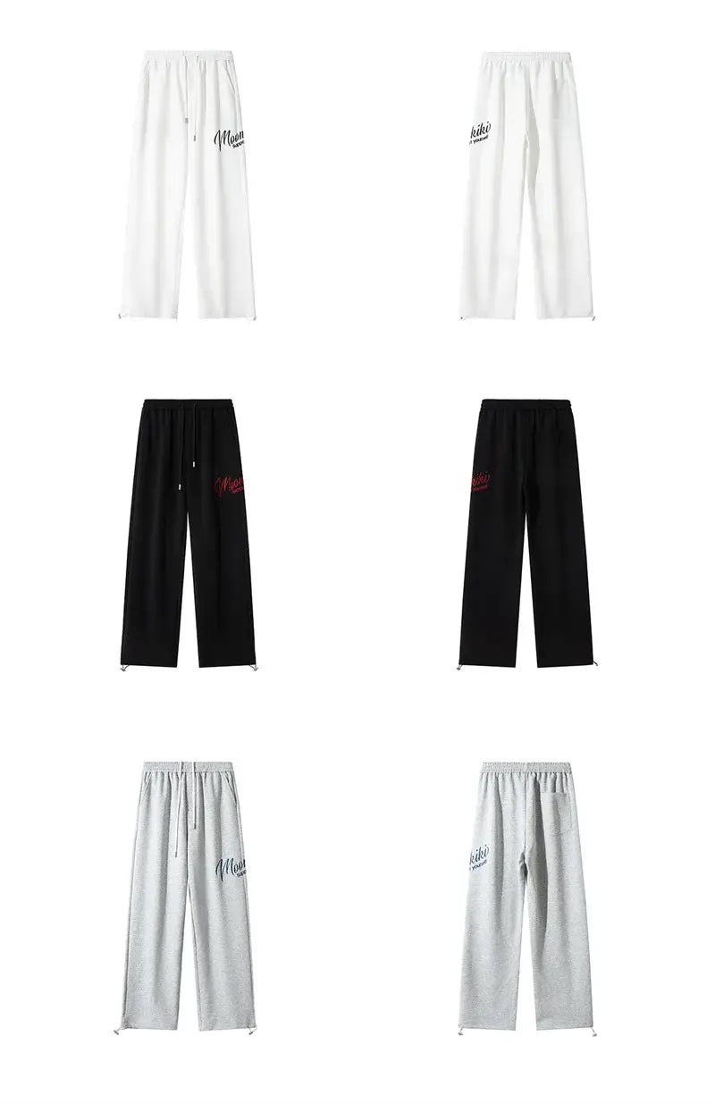 Men’s Hip Hop Fashion Letter Printed Wide Leg Pants 2025 Y2K Streetwear Baggy Straight Pantalones Hombre New Gym Sports Trousers