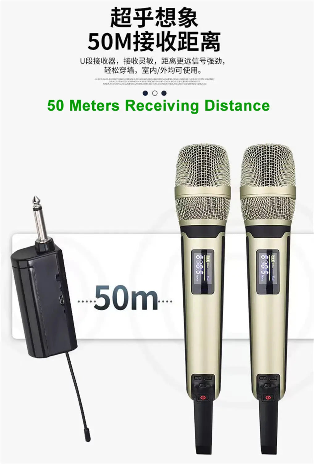 GAW-SKM9000A Rechargeable Wireless Dynamic Handheld Vocal Karaoke Microphone Professional Mic