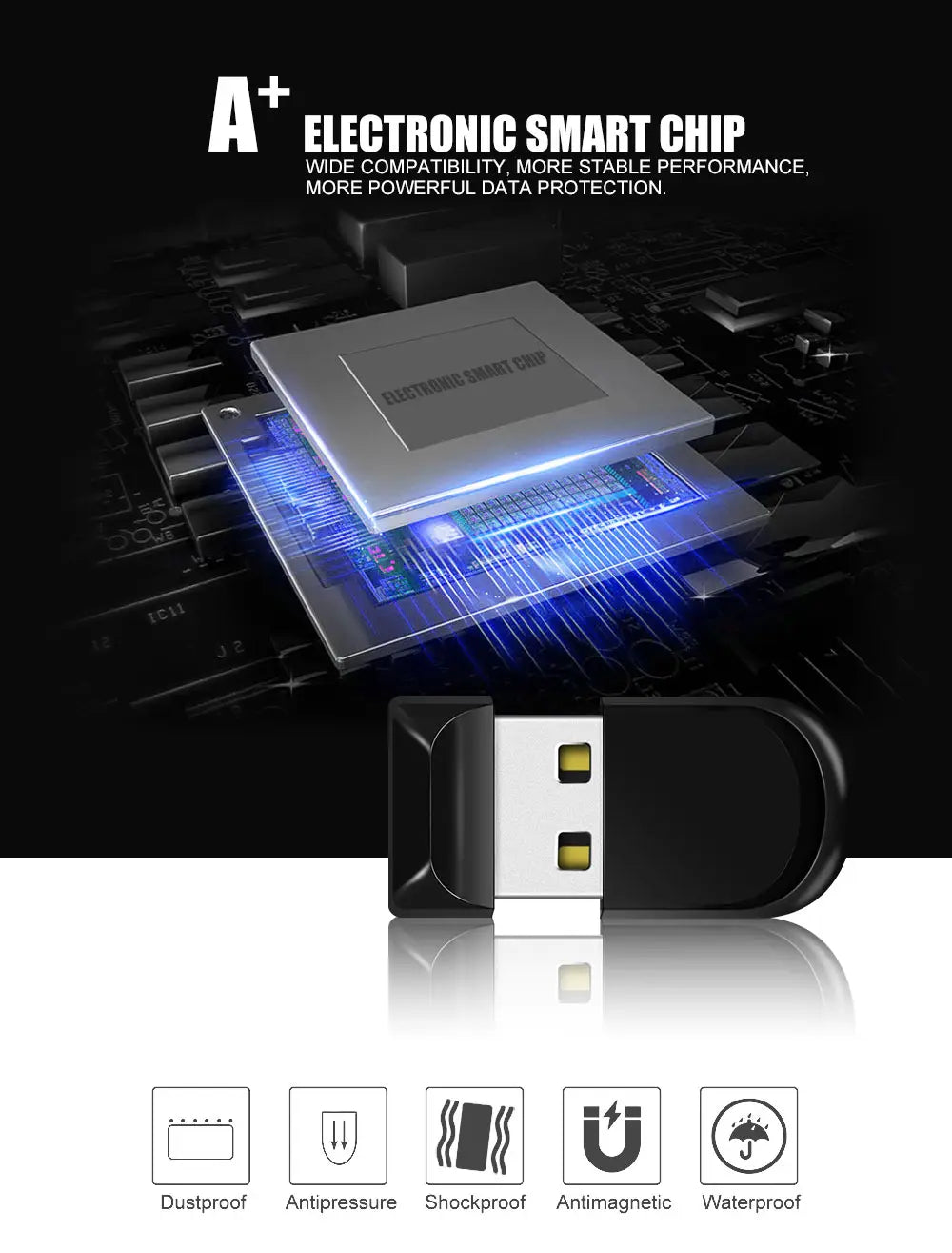 Super Mini Black USB Flash Disk 8GB 64GB Memory Stick Pendrive 32GB 128GB High Speed USB Flash Drives waterproof Portable U Disk