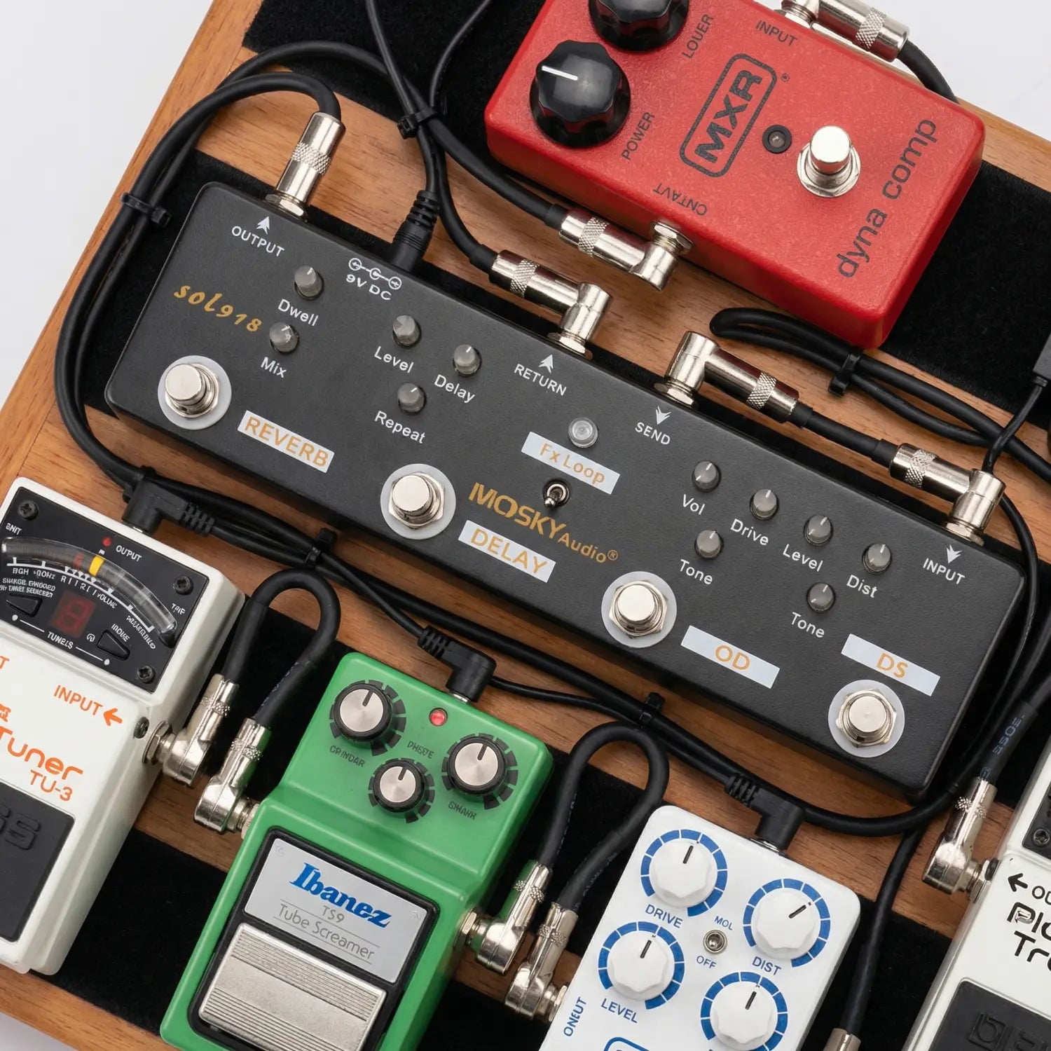 MOSKY Audio SOL918 5-in-1 Multi Effect Guitar Pedal with Distortion Overdrive Delay Reverb FX Loop True Bypass Metal Shell