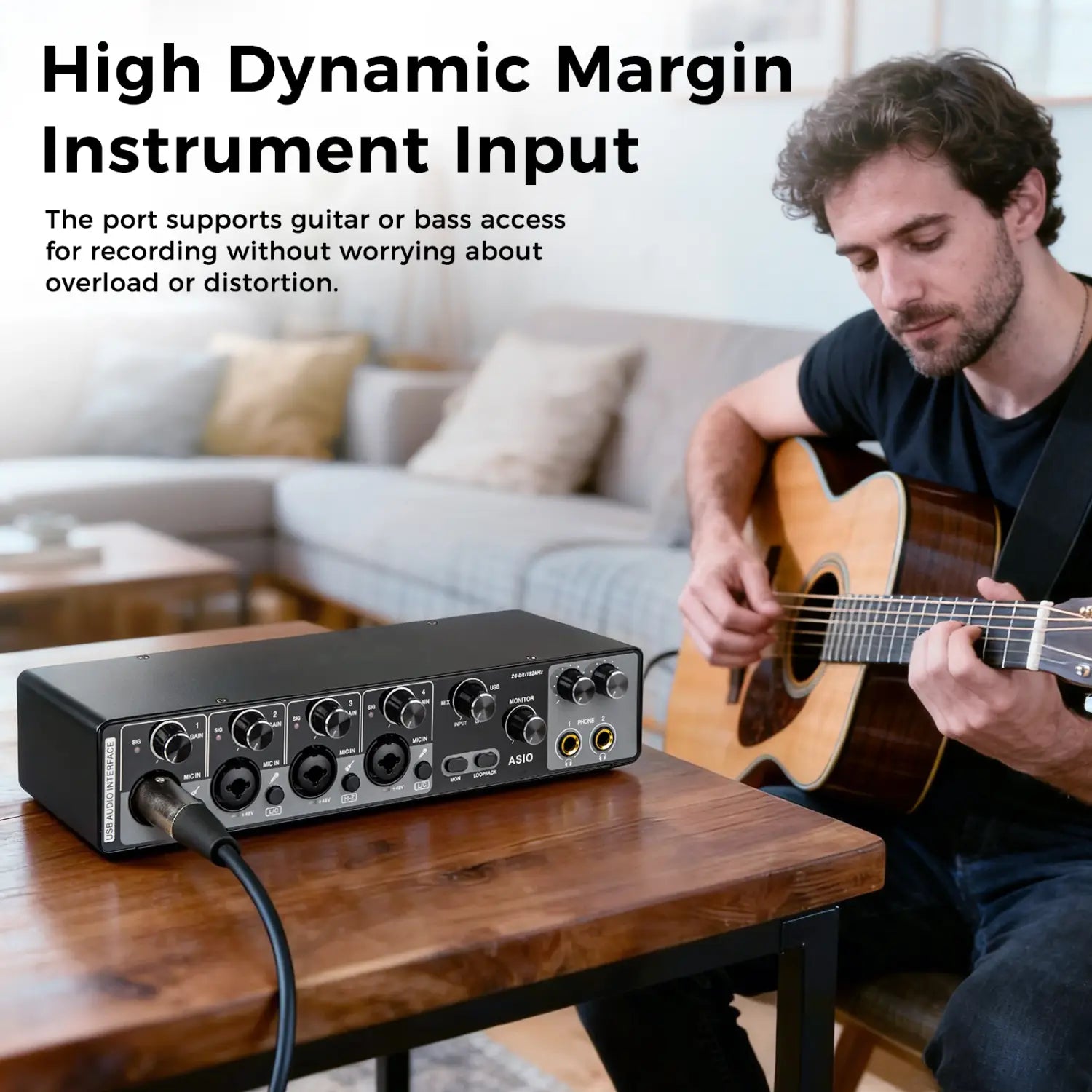 Depusheng MQ44 Professional 4 Channels Audio Interface Built in ASIO Driver High impedance for Studio And Live Performances