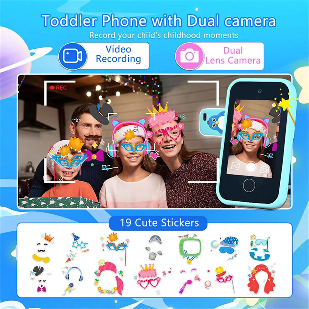 Children Phone Educational Toys 18 Games Musical Toy Baby Mobile Selfie Camera With 32G TF Card Toys for Kids Birthday Gifts