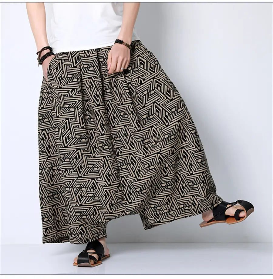 Hip Hop Trend Men Harem Pants Casual Loose Streetwear Retro Printed Joggers Wide Leg Pants Men’s Sweatpants Trousers Oversize