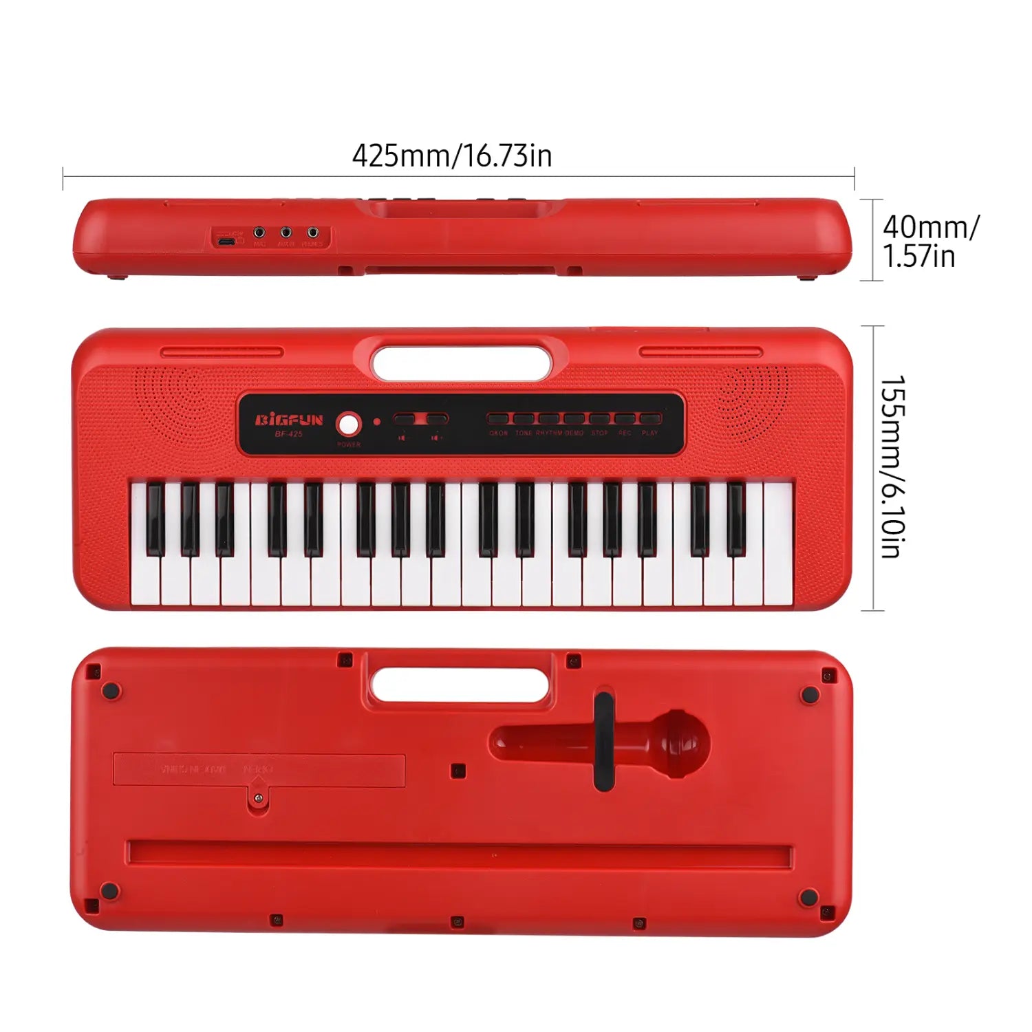 BIGFUN 37 Key Children Electronic Piano with Mini Microphone Preset 10 Demos Supports Recording Headphone/ Aux in Jack Keyboard