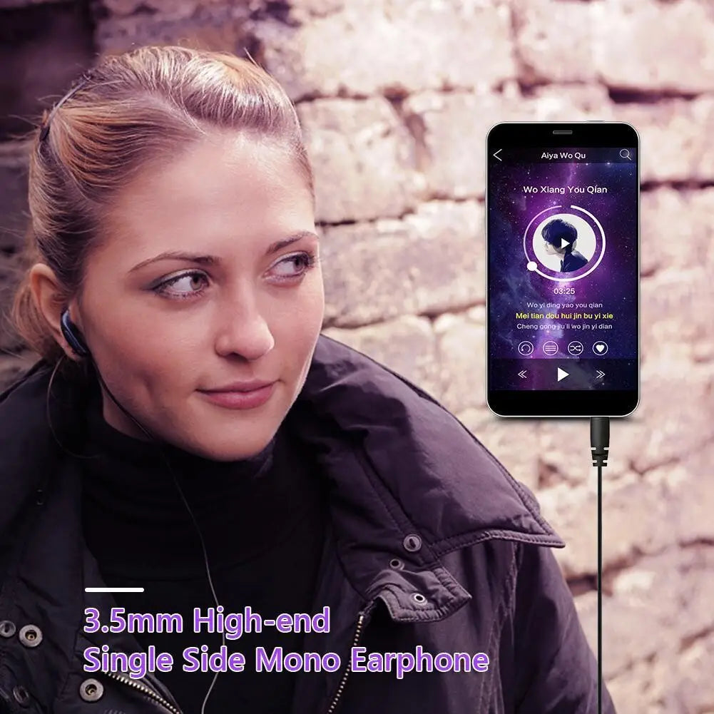 Single Sided Wired Headphone Walkie Talkie Multifunctional Mono Headphone Earbud Drivers Riding Music Headset Accessories
