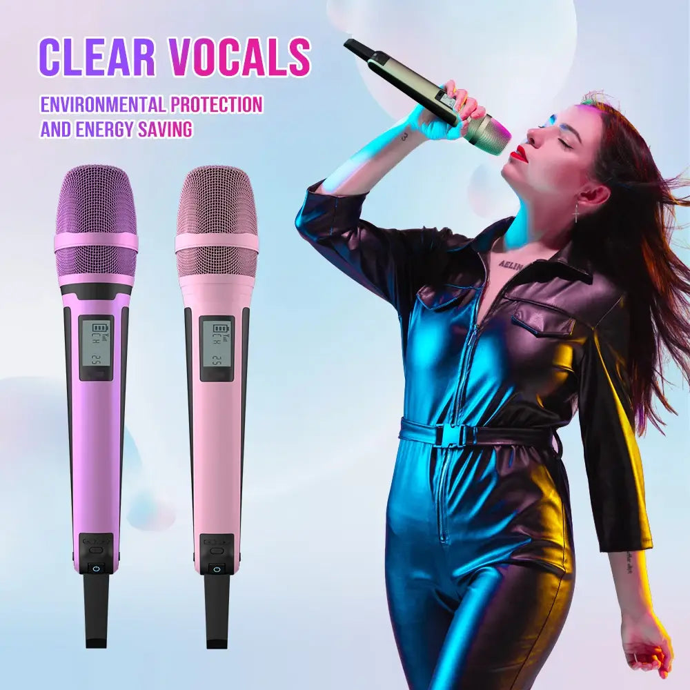 Karaoke Microphone G-MARK SKM9000 2 Channels Wireless UHF Frequency For Teaching Wedding Clear Stable Audio Transmission