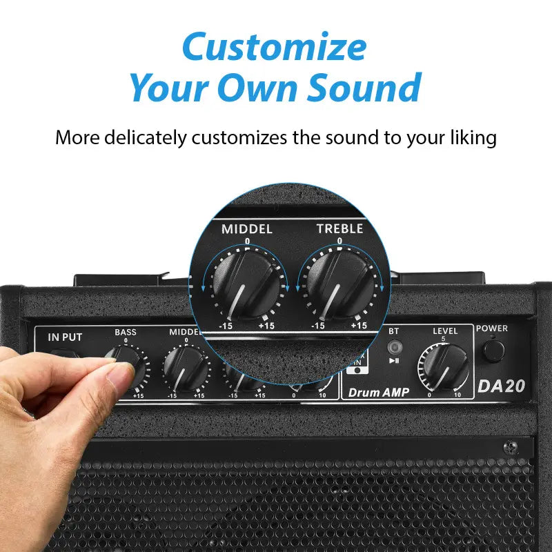 Electronic Drum Speaker 25W Portable BT Practice Drum Amplifier Speaker for Electric Drums Keyboard Wooden Guitars Home Practice
