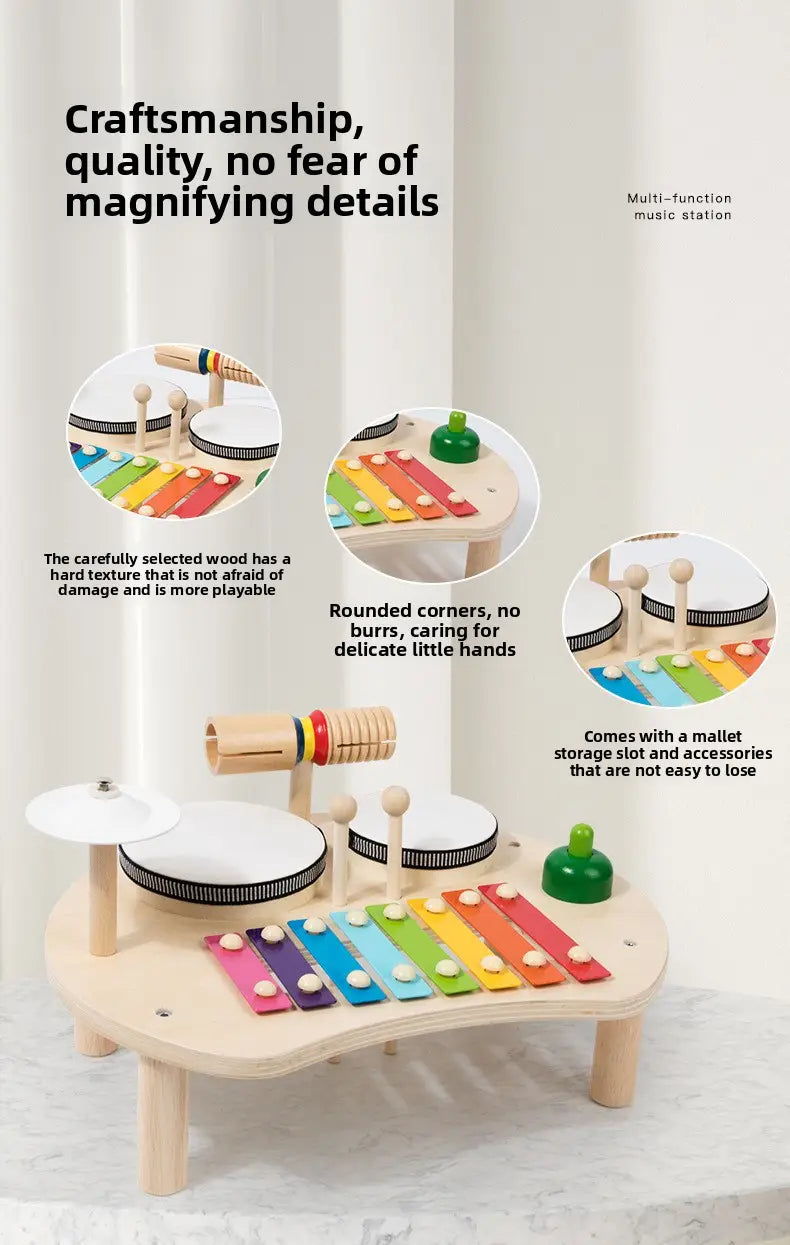 Multi-function Baby Music Table Toys Wooden Musical Instrument Toys for Kids 2 To 4 Years Old Montessori Early Educational Toys