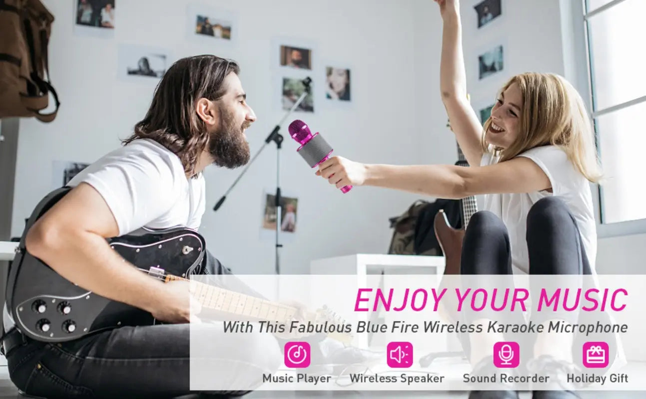 Portable Handheld Wireless Karaoke Microphone Speaker Microphone for Kids Music Player Singing Recorder KTV